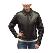Redline Womens Goat Leather Reflective Piping Motorcycle Jacket L-3250HV L