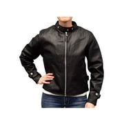 Redline Womens Goat Skin Leather Scooter Motorcycle Jacket, Black L-3000 L