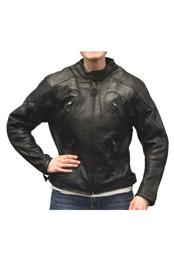 Redline Women's Goat Skin Leather w/ Removable Armor Motorcycle Jacket L-36 (XL)
