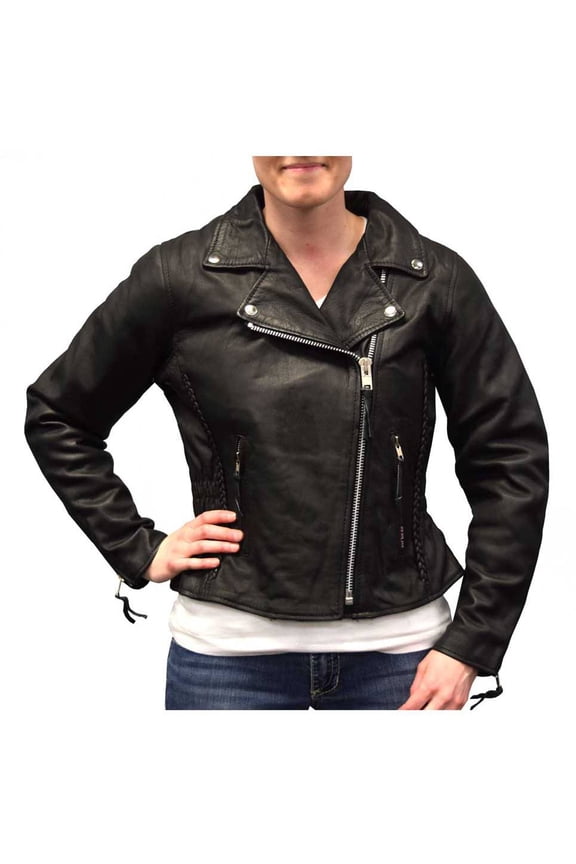Redline Women's Mid-Weight Goat Leather Motorcycle Jacket, Black L-3150 (2XL)