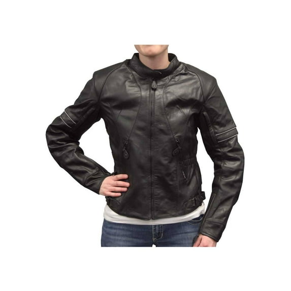 Redline Women's Naked Goat Skin Reflective Piping Racing Jacket L-2401 (2XL)