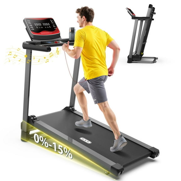Redliro Folding Treadmill for Home with Incline, 350 lbs Capacity, Running Machine with Bluetooth Speaker