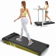 Redliro Walking Pad Treadmill with Incline, Portable Under Desk Treadmill for Home Office, Compact Walking Pad with Smart LED Display, Black