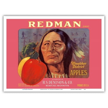 Redman Apples - Wenatchee District Washington - H.S. Denison & Company - Vintage Fruit Crate Label c.1930s - Master Art Print (Unframed) 9in x 12in