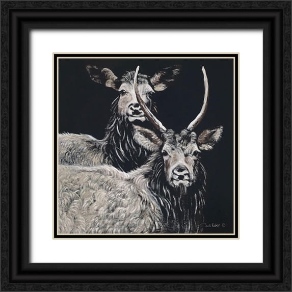 Redman, Suzi 15x15 Black Ornate Wood Framed with Double Matting Museum Art Print Titled - Two Woodland Deer