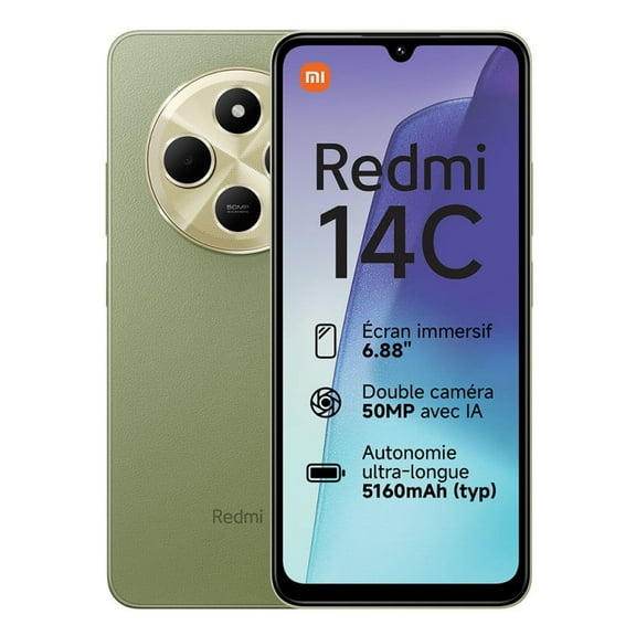 Redmi 14C 4G LTE GSM Factory Unlocked 6.88" 50MP Global Version (256GB+4GB, Sage Green)