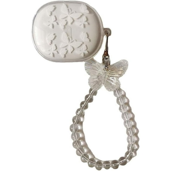 for Redmi Buds 4 lite Earphone Protective Cover,Cute Design Soft TPU Protective Crystal Clear Transparent Case with Bracelet Lanyard for Girls Women (Butterfly)