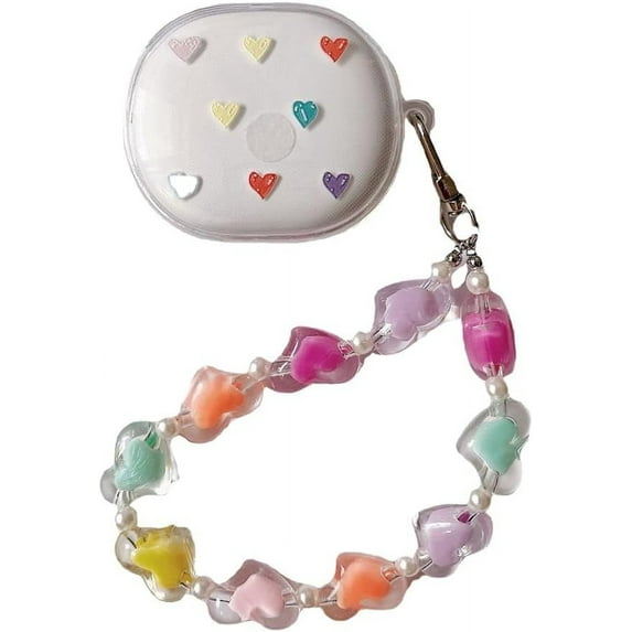 for Redmi Buds 4 lite Earphone Protective Cover,Cute Design Soft TPU Protective Crystal Clear Transparent Case with Bracelet Lanyard for Girls Women (Love Heart)