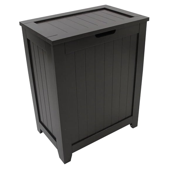 Redmon 18'' x 11.25'' x 23.25'' Contemporary Country Wainscot Style Wooden Clothes Hamper for Bedroom, Bathroom, and Laundry Room, Espresso