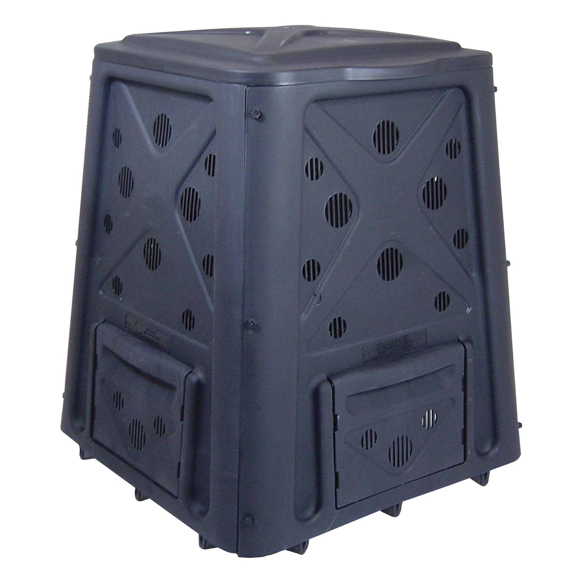 65 Gallon Black Plastic Outdoor Compost Bin with Vent Holes