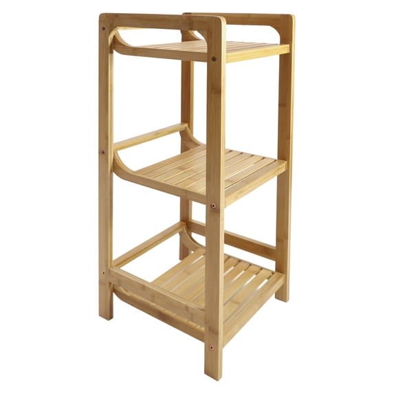 Redmon Bamboo 3-Tier Shelf, Square Open Style, Free Standing, Assembly Required, Adult Use