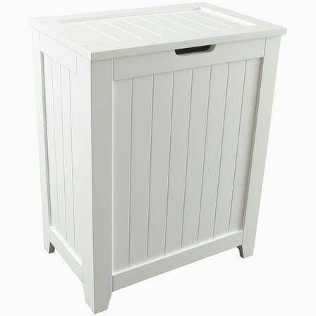 Redmon Contemporary Country Collection Laundry Hamper, White