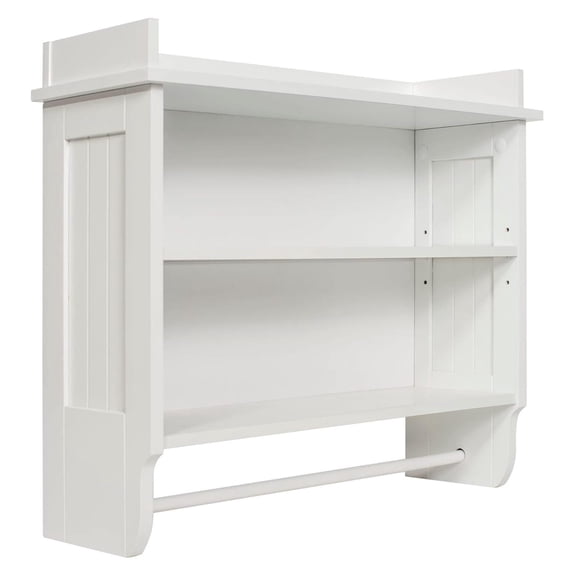 Redmon Contemporary Country Wall Towel Bar Shelf, One Size, White (5225) Large