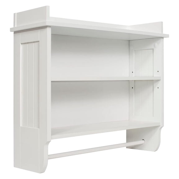 Redmon Contemporary Country Wall Towel Bar Shelf, One Size, White (5225) Large