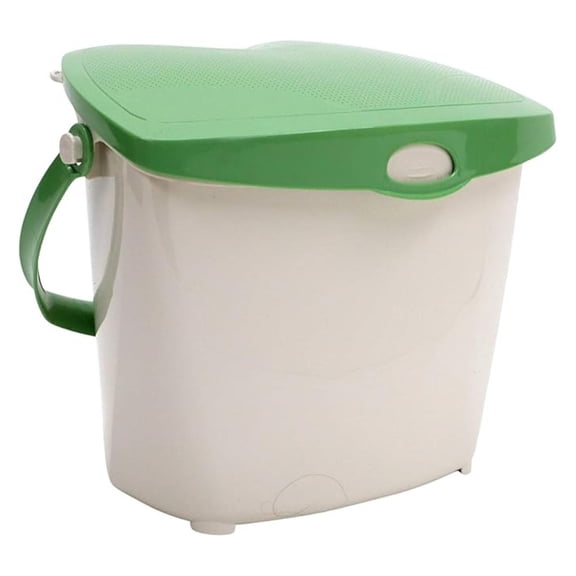 Redmon For Kids Sure-Close Kitchen Food Scrap Lid Pail, Tan- Eco Green (8004)