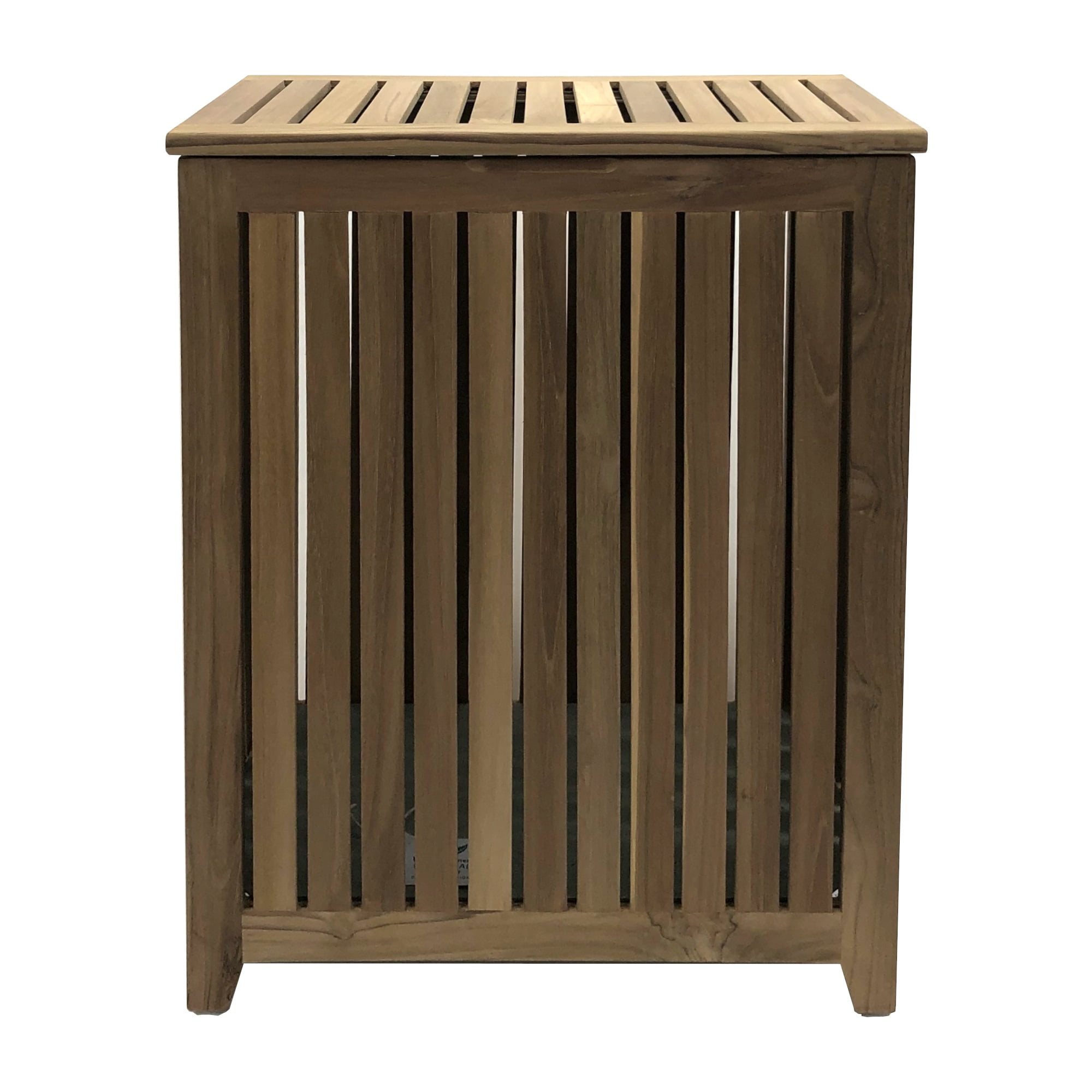 Redmon Genuine Teak Spa Laundry Top Load Hamper, Woodgrain Finish, 20" x 11" x 26" Height