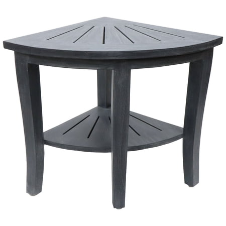 Redmon Teak Corner Bench, Grey Woodgrain Finish