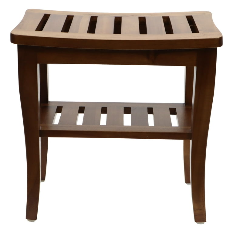 Redmon Teak Shower Seat Woodgrain Petite Size Includes Shelf Walmart