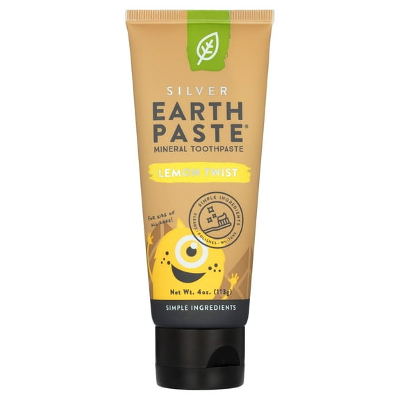 Redmond Earthpaste with Silver - Natural Non-Fluoride Toothpaste, 4 Ounce Tube (Lemon Twist