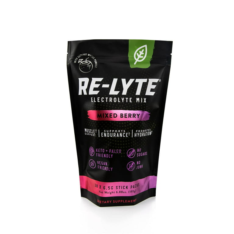 Redmond Re-Lyte Electrolyte Drink Mix Mixed Berry/Lemon Lime (Mixed Berry (  30 Stick Pack )) 
