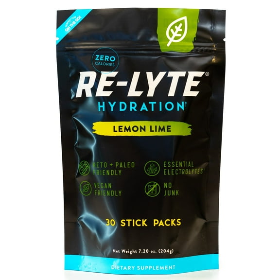 Redmond Re-Lyte Hydration Drink Mix (Lemon Lime), 30 Stick Packs