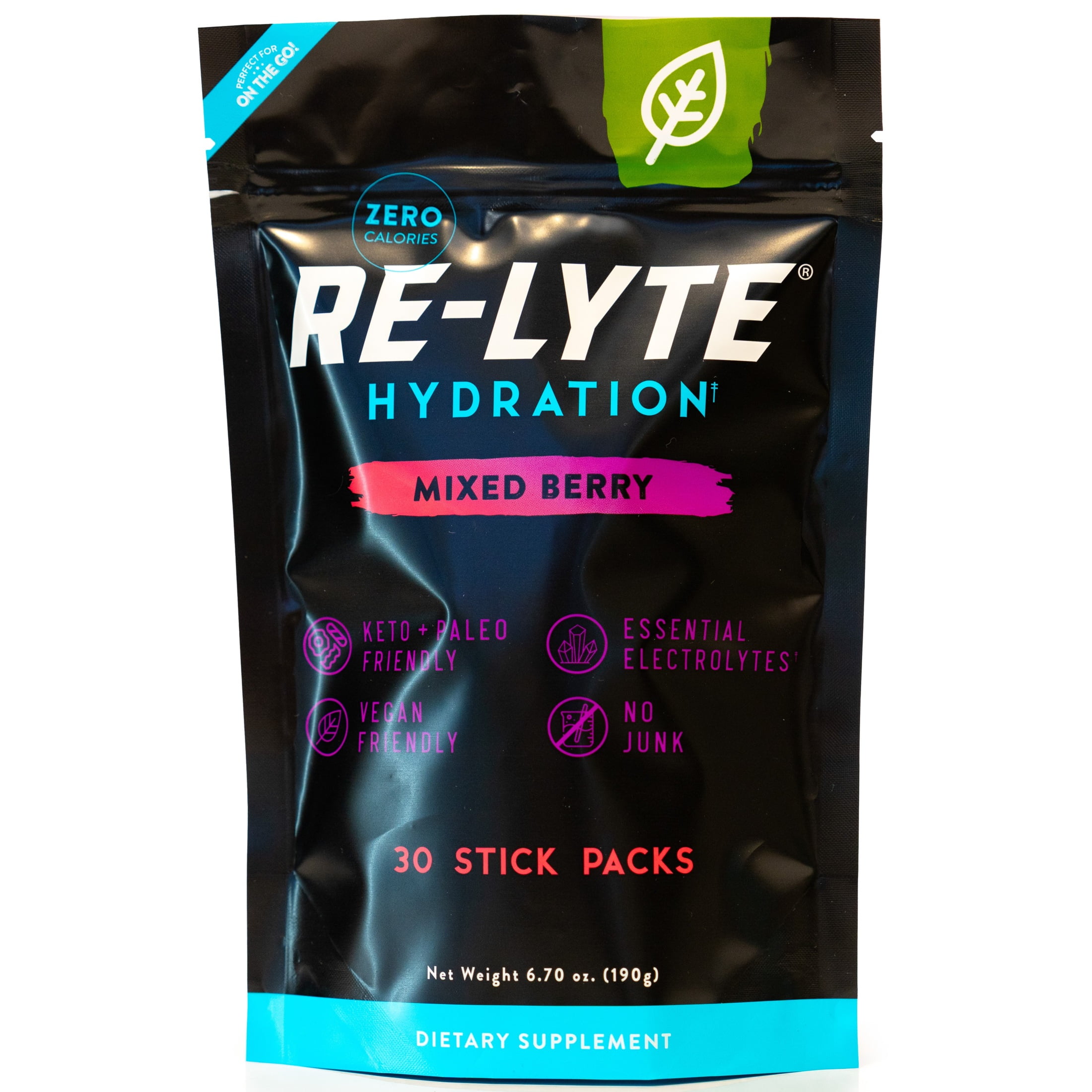 Redmond Re-Lyte Hydration Drink Mix (Mixed Berry), 30 Stick Packs