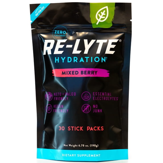 Redmond Re-Lyte® Hydration Drink Mix (Mixed Berry), 30 Stick Packs