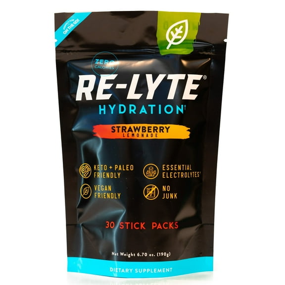 Redmond Re-Lyte® Hydration Drink Mix (Strawberry Lemonade), 30 Stick Packs