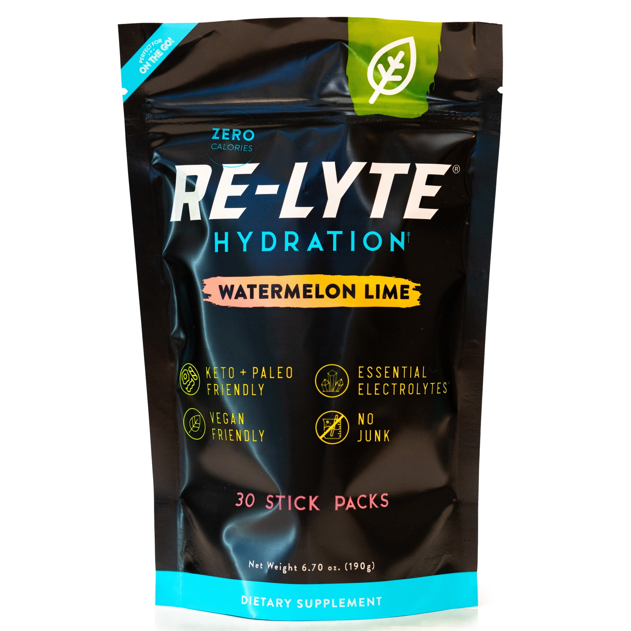 Redmond Re-Lyte Hydration Drink Mix (Watermelon Lime), 30 Stick Packs