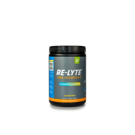REDMOND Re-Lyte Pre-Workout Drink Mix, Blueberry Lemonade, 15.87oz