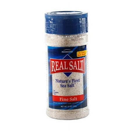 Redmond Real Sea Salt - Natural Unrefined Gluten Free Fine, 10 Ounce Shaker 1 Pack