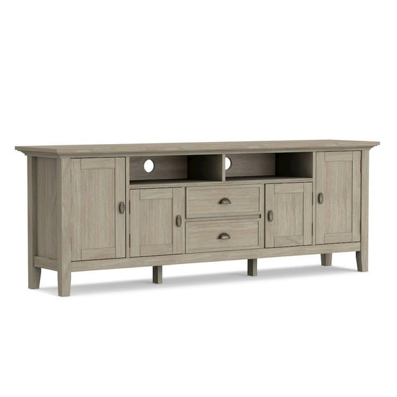 Redmond 72 inch Wide Solid Wood TV Stand in Distressed Grey For TVs up to 80 inches