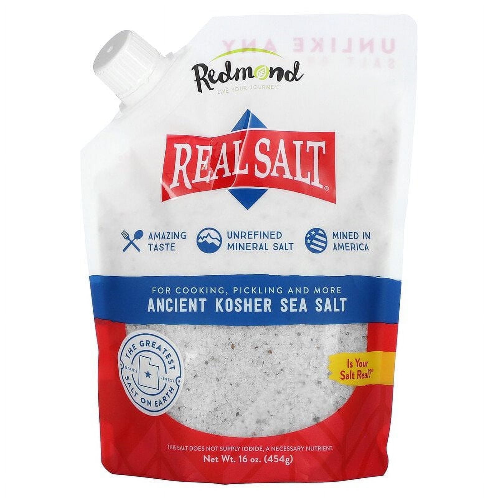 Redmond Trading Company, Real Salt, Ancient Kosher Sea Salt, 16 oz Pack of 4