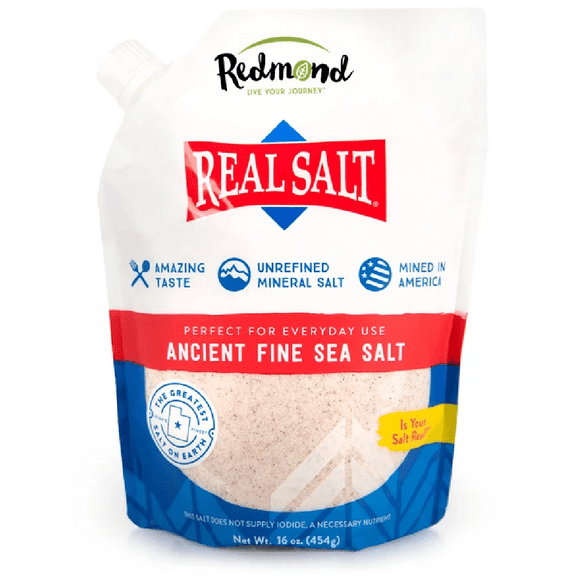 Redmond Unrefined Ancient Fine Real Salt, 16 oz [Pack of 6]