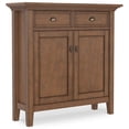 thumbnail image 1 of Simpli Home Redmond 36 inch Wide Solid Wood Transitional Entryway Storage Cabinet in Rustic Natural Aged Brown, 1 of 14