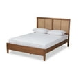 thumbnail image 1 of Redmond Walnut Brown Finished Wood and Synthetic Rattan Queen Size Platform Bed, 1 of 5