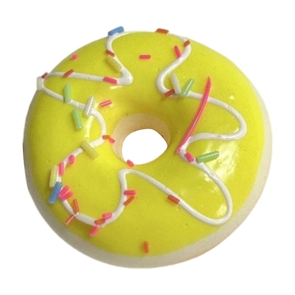 Rednachen 2.36 Inch Slow Rising PU Donut Squishy Toy, Realistic Simulated Bread Squeeze Fidget Toy for Stress and Anxiety Relief, Portable Handheld Decompression Toy,Yellow