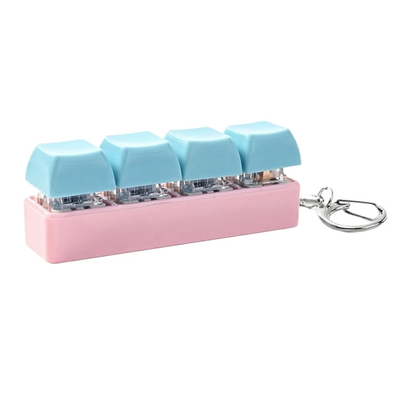 Rednachen 4 Keys Mechanical Fidget Toy Keyboard Keychain, Portable Pastel Stress Relief Clicker Toy for Office Workers, Boredom Easing During Study, Long Commute and Casual Downtime,A