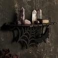 thumbnail image 1 of Rednachen Gothic Spider Web Floating Wall Shelf, Black Finished Wood Wall Mounted Rack, Halloween Dark Aesthetic Spooky Home Decor for Bedroom, Bathroom, Dorm and Apartment Display Organization,A, 1 of 7