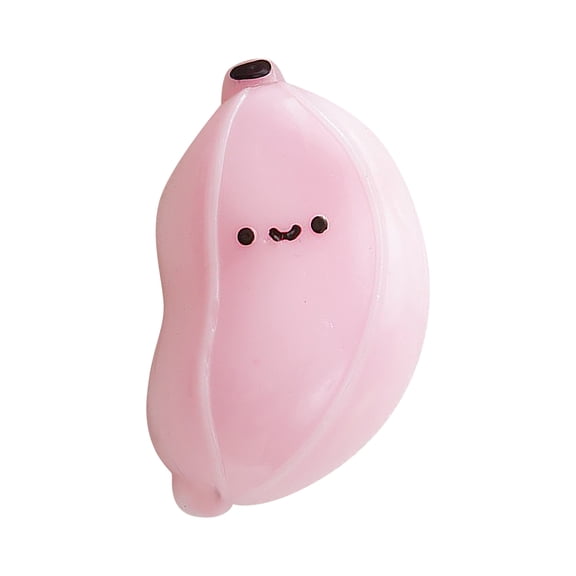 Rednachen Pink Smiling Face Banana Squishy Squeeze Toy, Soft TPR Stress Relief Fidget Toy, Adorable Decompression Squeezer for Office, Home, Car Decor and Daily Anxiety Relief,Pink