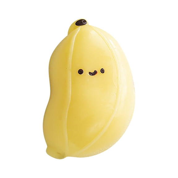 Rednachen Pink Smiling Face Banana Squishy Squeeze Toy, Soft TPR Stress Relief Fidget Toy, Adorable Decompression Squeezer for Office, Home, Car Decor and Daily Anxiety Relief,Yellow