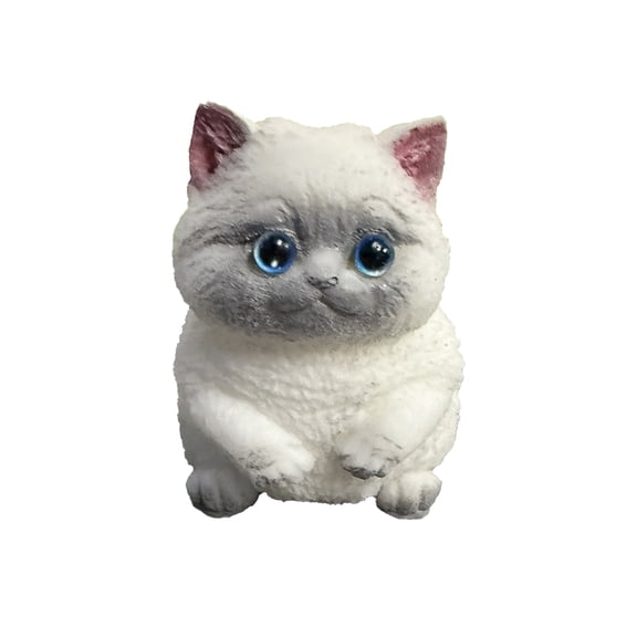 Rednachen Soft Cat Squishy Stress Relief Toy, Handmade Kneadable Silicone Cute Kitten Squeeze Decompression Toy, 3.1 Inch Portable Anxiety Fidget Toy for Home Office Desktop Decor,C