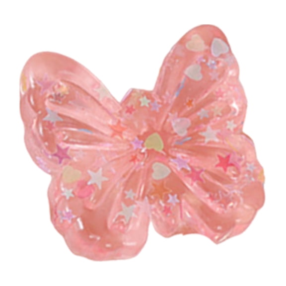 Rednachen Ultra Soft Butterfly Squishy Toy, Light Blue Transparent Sequin Fidget Stress Squeeze Toy, Cute Aesthetic Handheld Decompression Accessory for Office and Personal Relaxation,Pink