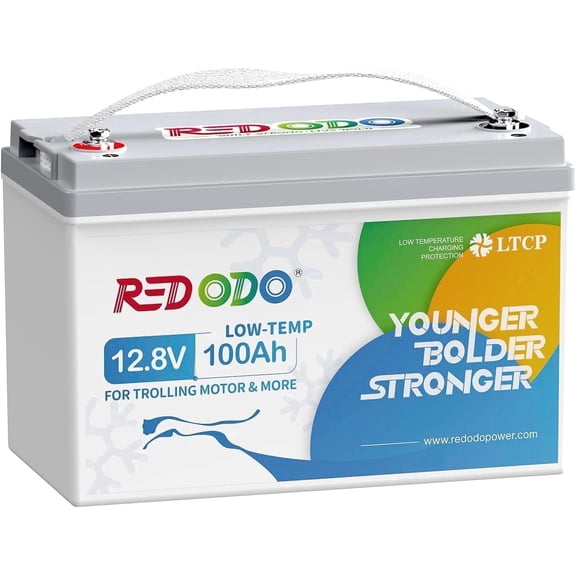 Redodo 12.8V 100AH LiFePO4 Battery 100A BMS Low Temperature Cutoff Protection Deep Cycle Group 31 Lithium Battery for Trolling Motor RV