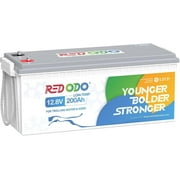 Redodo 12.8V 200Ah Trolling Motor LiFePO4 Battery with 100A BMS Deep Cycle Rechargeable Lithium Battery 1280W 4000+ Cycles for RV, Solar and Off Grid Applications