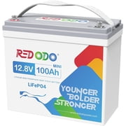 Redodo 12V 100Ah Mini LiFePO4 Lithium Battery Built-in 100A BMS, Light Weight Grade A Cells Lithium Battery, 4000-15000 Cycles for Boat, Solar Home, RV, Off-Grid