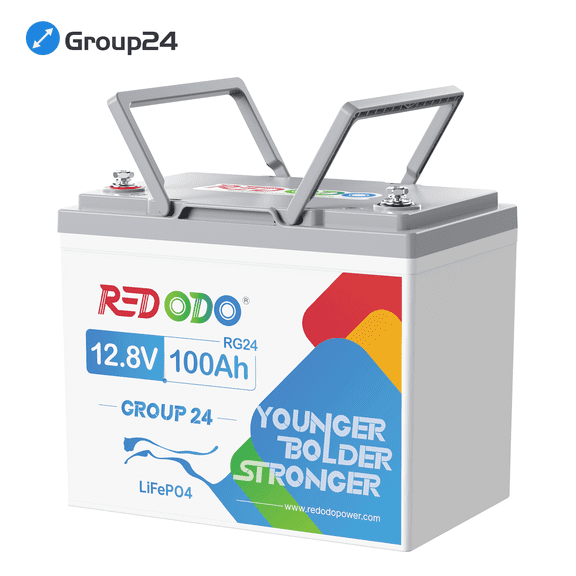 Redodo 12V 100Ah RV LiFePO4 Battery Group 24 100A BMS 15000 Cycles Lithium Battery for Travel Trailer Off Grid