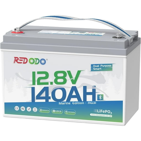 Redodo 12V 140Ah Bluetooth Dual Purpose 1000CCA Marine Battery, Group 31 LiFePO4 Battery with Self Heating for Starting and Deep Cycle