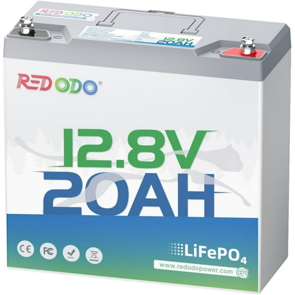 Redodo 12V 20Ah LiFePO4 Battery, 4000+ Deep Cycles Lithium Battery with 20A BMS, 256Wh Energy, Perfect for Kayak Finshfinder, Ice Fishing, Electric Fishing Reel, Gps, Camping