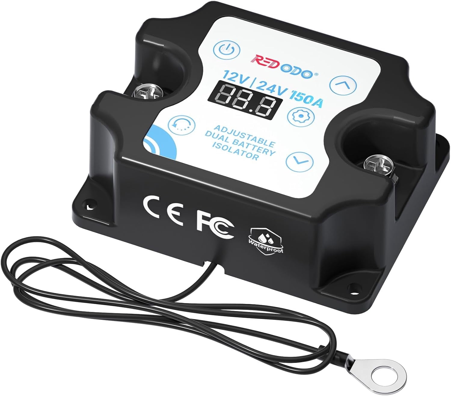Redodo 12V/24V 150A Adjustable Battery Dual Isolator (Vsr) - Auto Connect/Disconnect Starter and House Batteries, with LCD Display